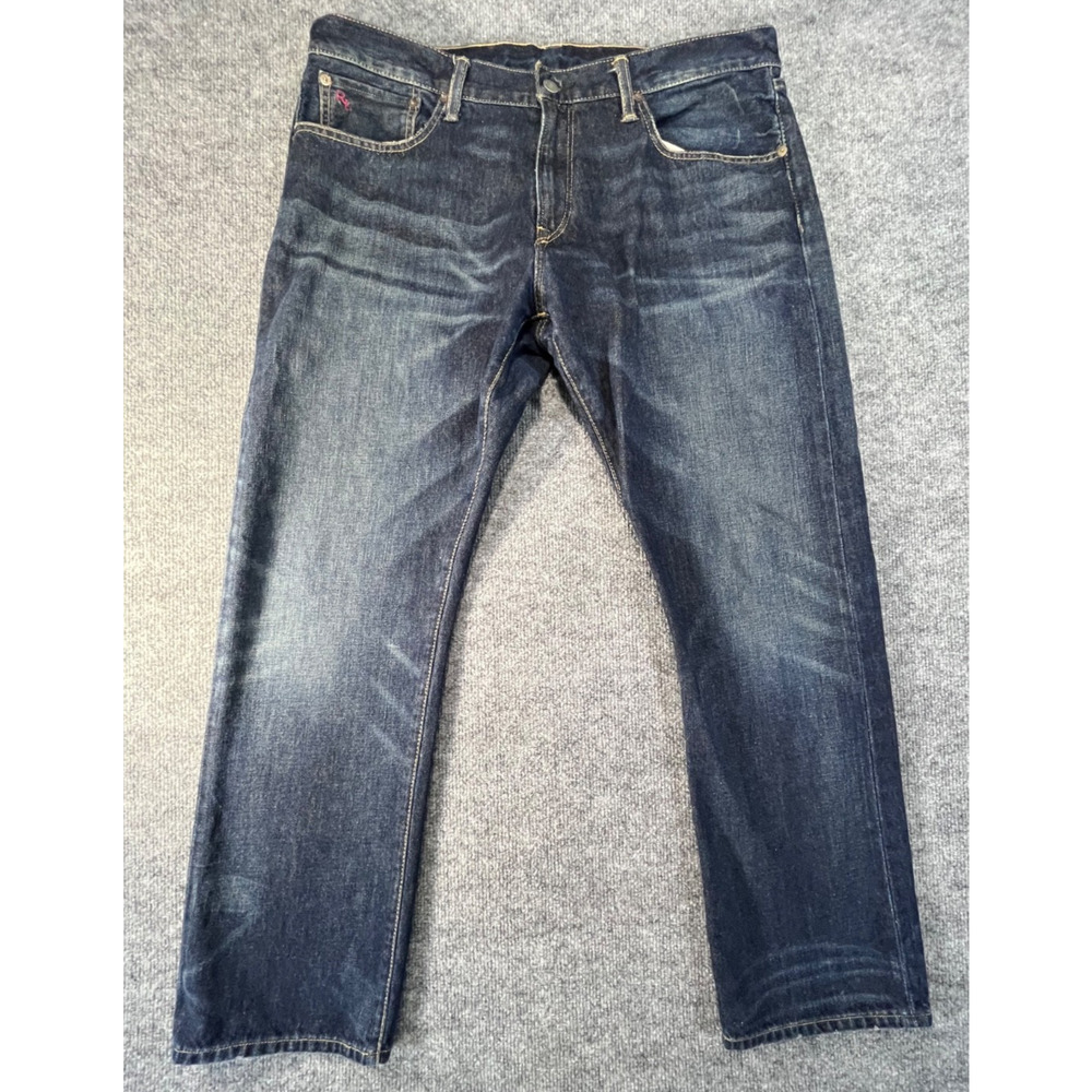 Polo Ralph Lauren Hampton Straight Mens Dark Denim Jeans 36W 30L Whiskered